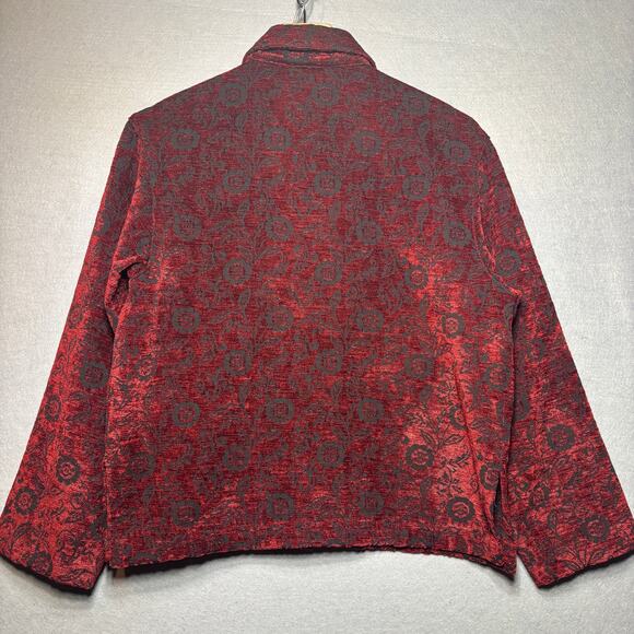 Vtg Touch O Blue Red Black Burnout Button Jacket Top M Boho Retro Indie Edgy - Picture 2 of 8